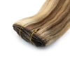 European and American real person hair clip hair intercolor #6/613 high-amplitude hair extension 7-piece set Clip hair details Picture